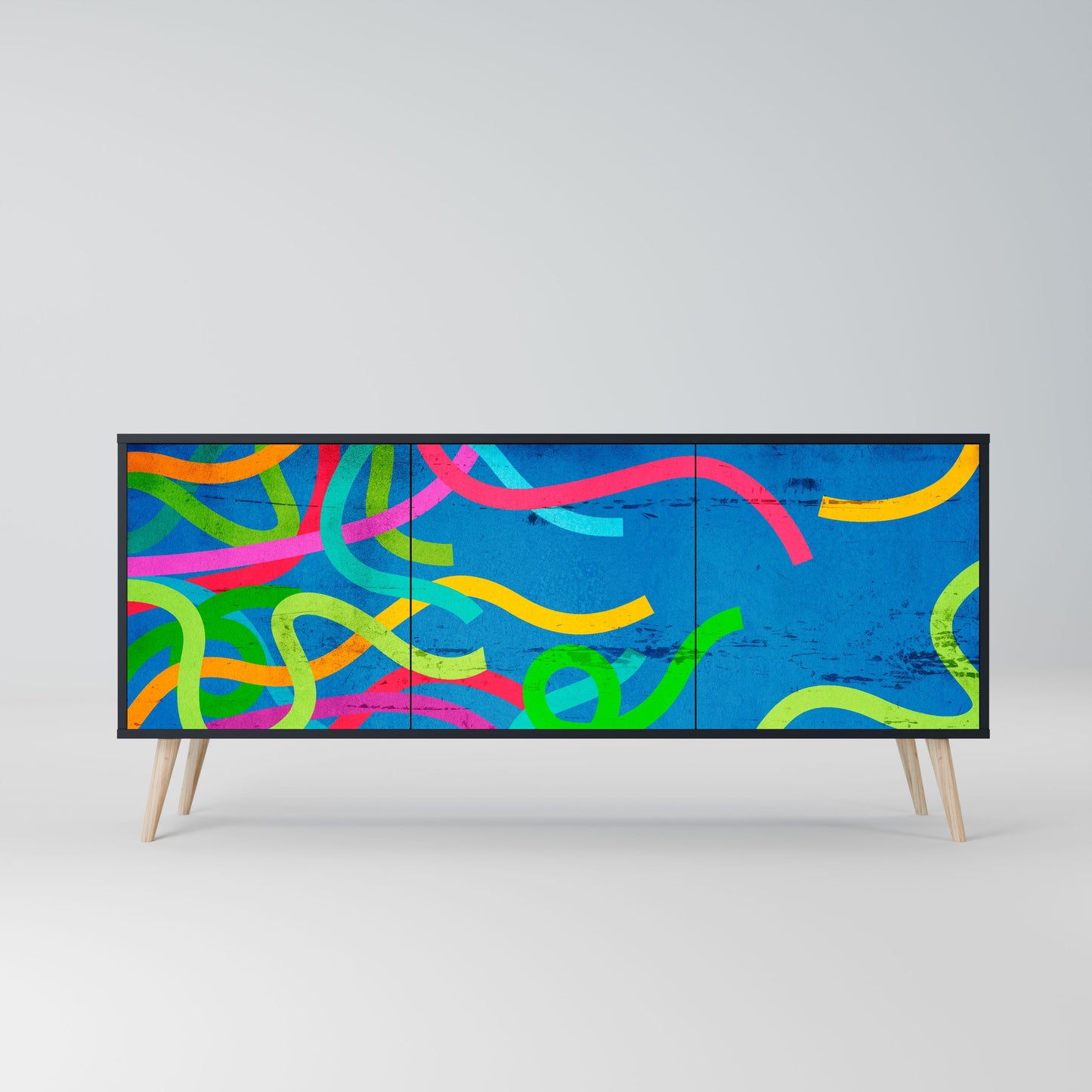 Credenza STREAMER TANGLE a 3 ante in finitura nera