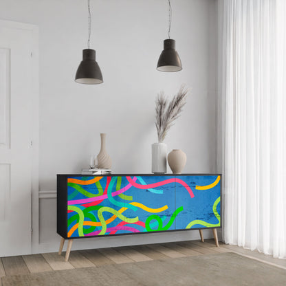 Credenza STREAMER TANGLE a 3 ante in finitura nera