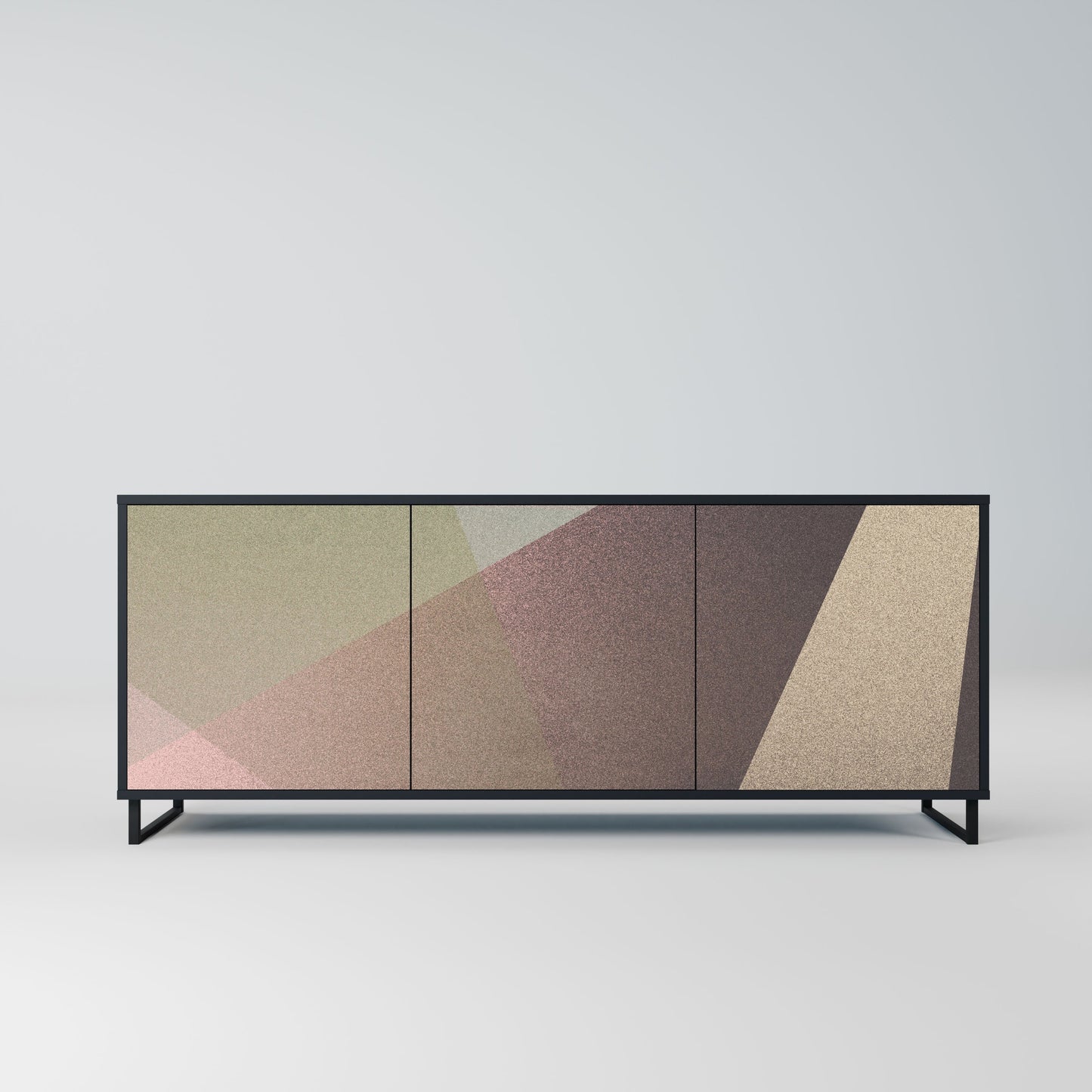 Credenza BEIGE GEOMETRY a 3 ante in finitura nera