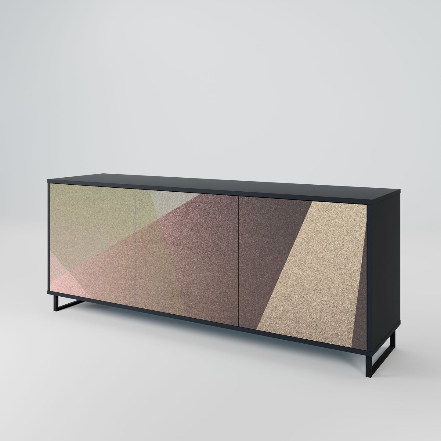 Credenza BEIGE GEOMETRY a 3 ante in finitura nera