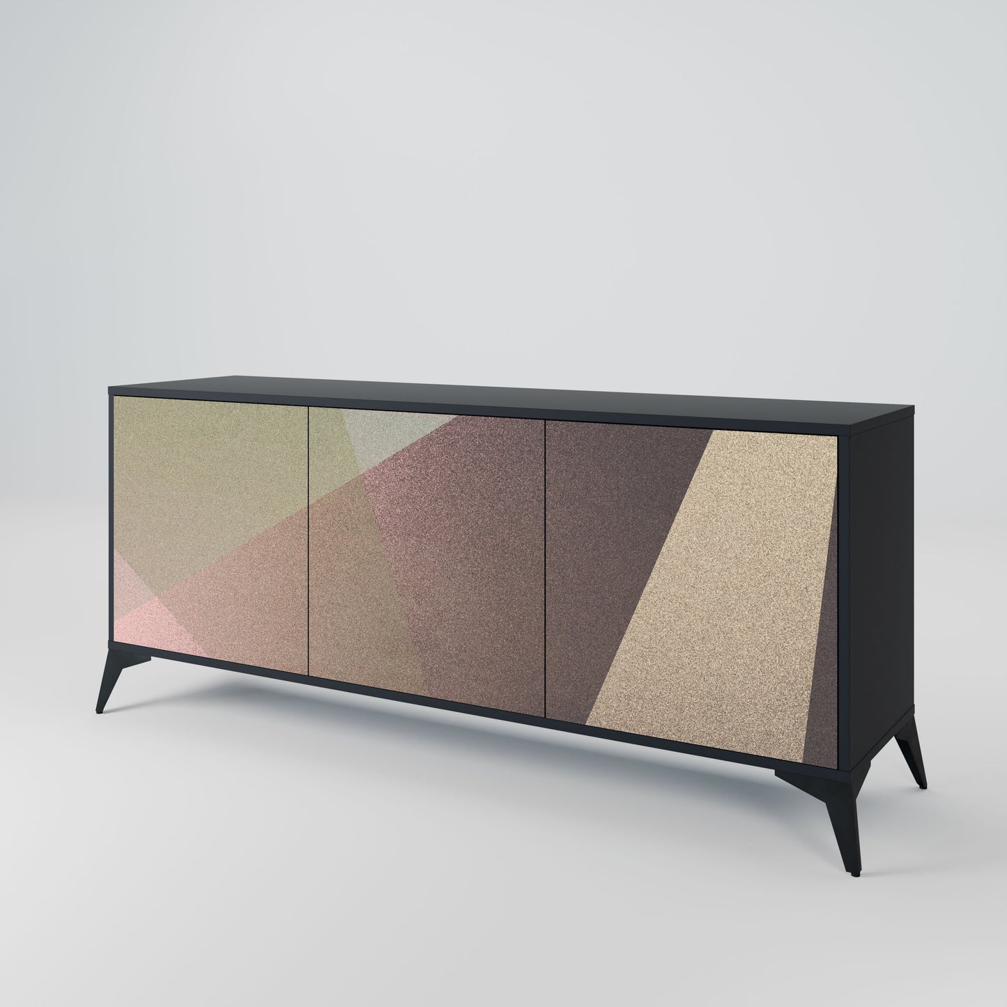 Credenza BEIGE GEOMETRY a 3 ante in finitura nera