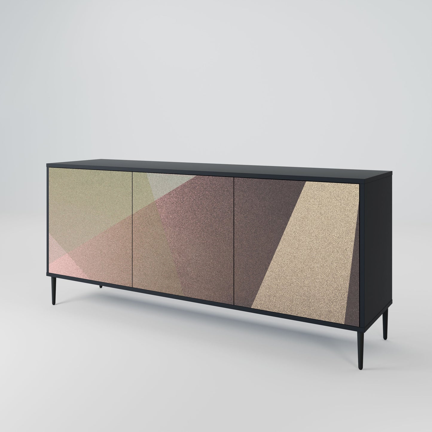 Credenza BEIGE GEOMETRY a 3 ante in finitura nera