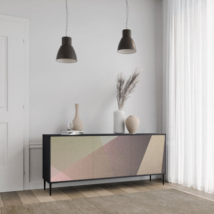 Credenza BEIGE GEOMETRY a 3 ante in finitura nera