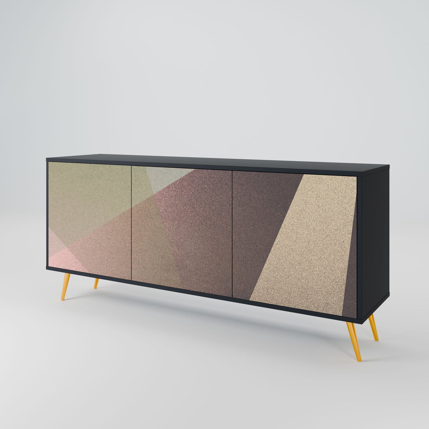 Credenza BEIGE GEOMETRY a 3 ante in finitura nera