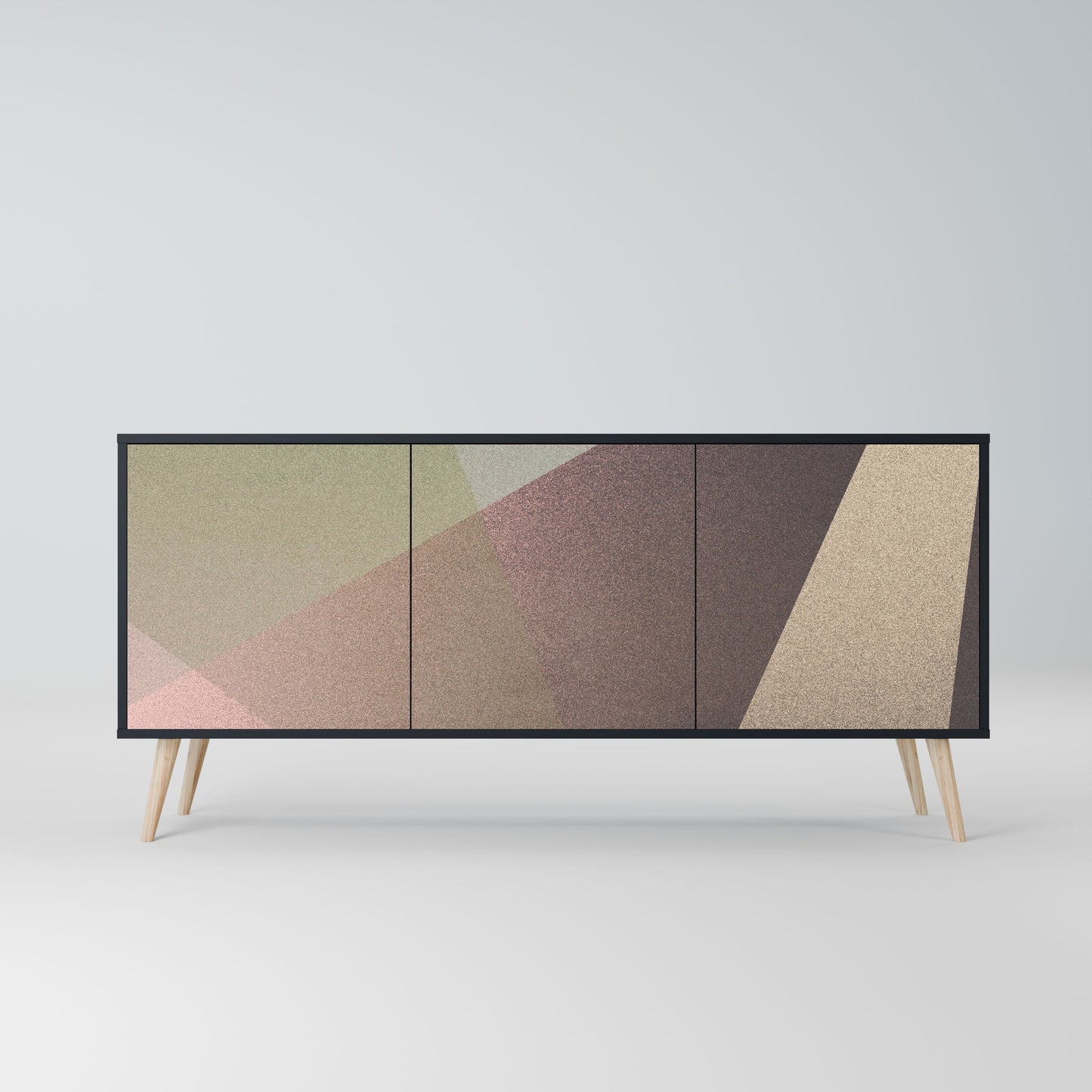 Credenza BEIGE GEOMETRY a 3 ante in finitura nera