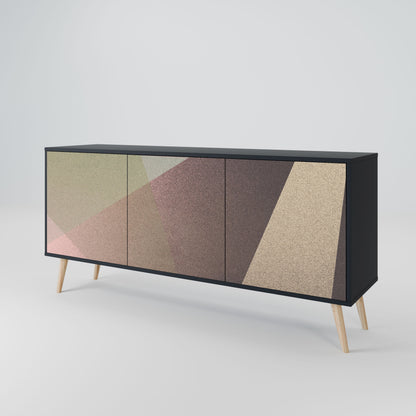 Credenza BEIGE GEOMETRY a 3 ante in finitura nera