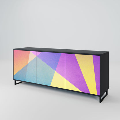 Credenza a 3 ante BRIGHT GEOMETRY in finitura nera