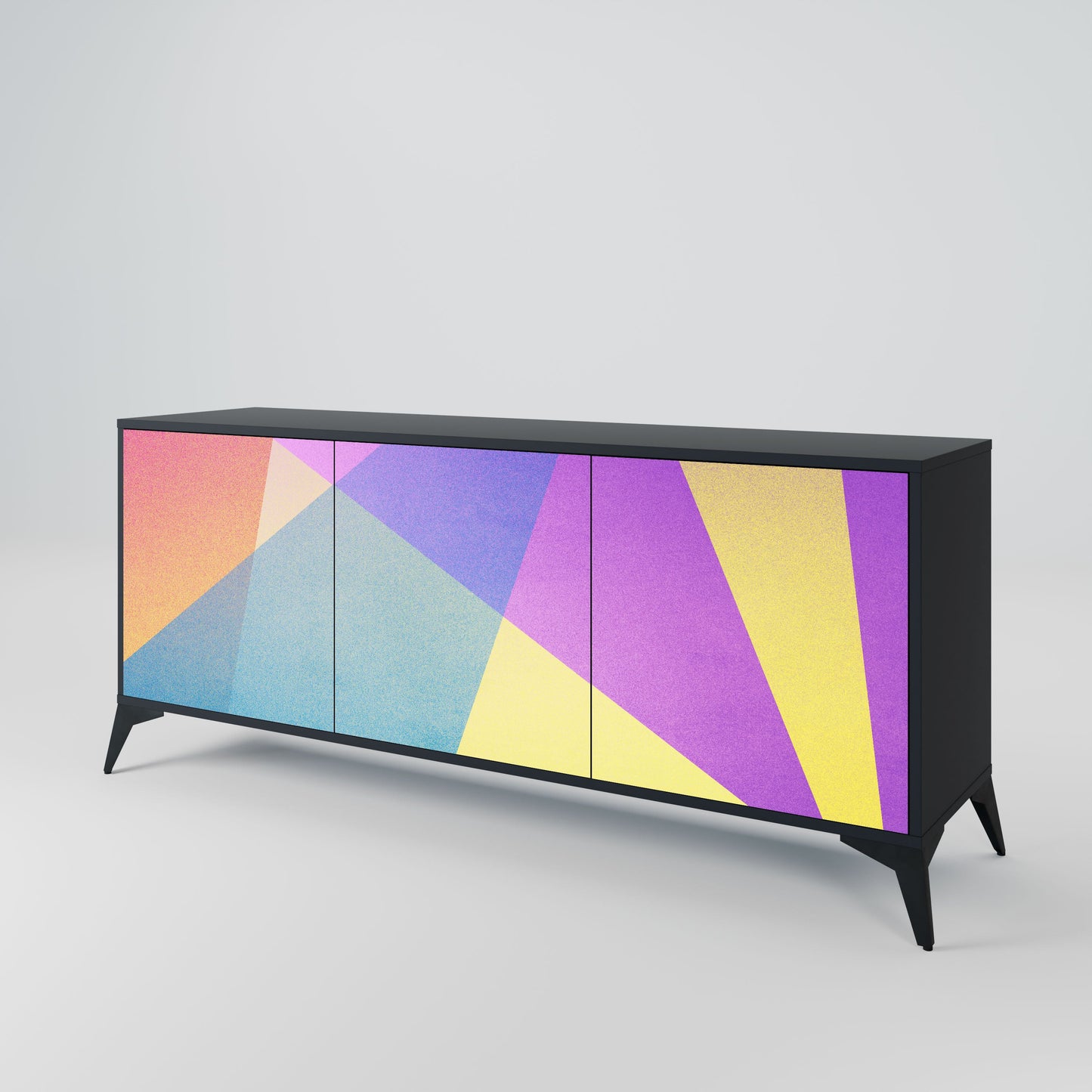 Credenza a 3 ante BRIGHT GEOMETRY in finitura nera