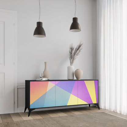 Credenza a 3 ante BRIGHT GEOMETRY in finitura nera