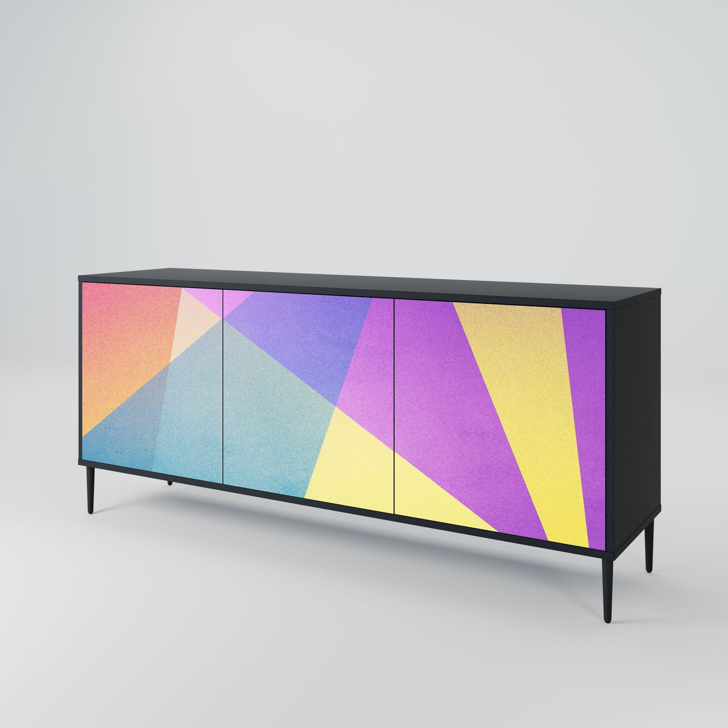 Credenza a 3 ante BRIGHT GEOMETRY in finitura nera