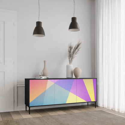 Credenza a 3 ante BRIGHT GEOMETRY in finitura nera