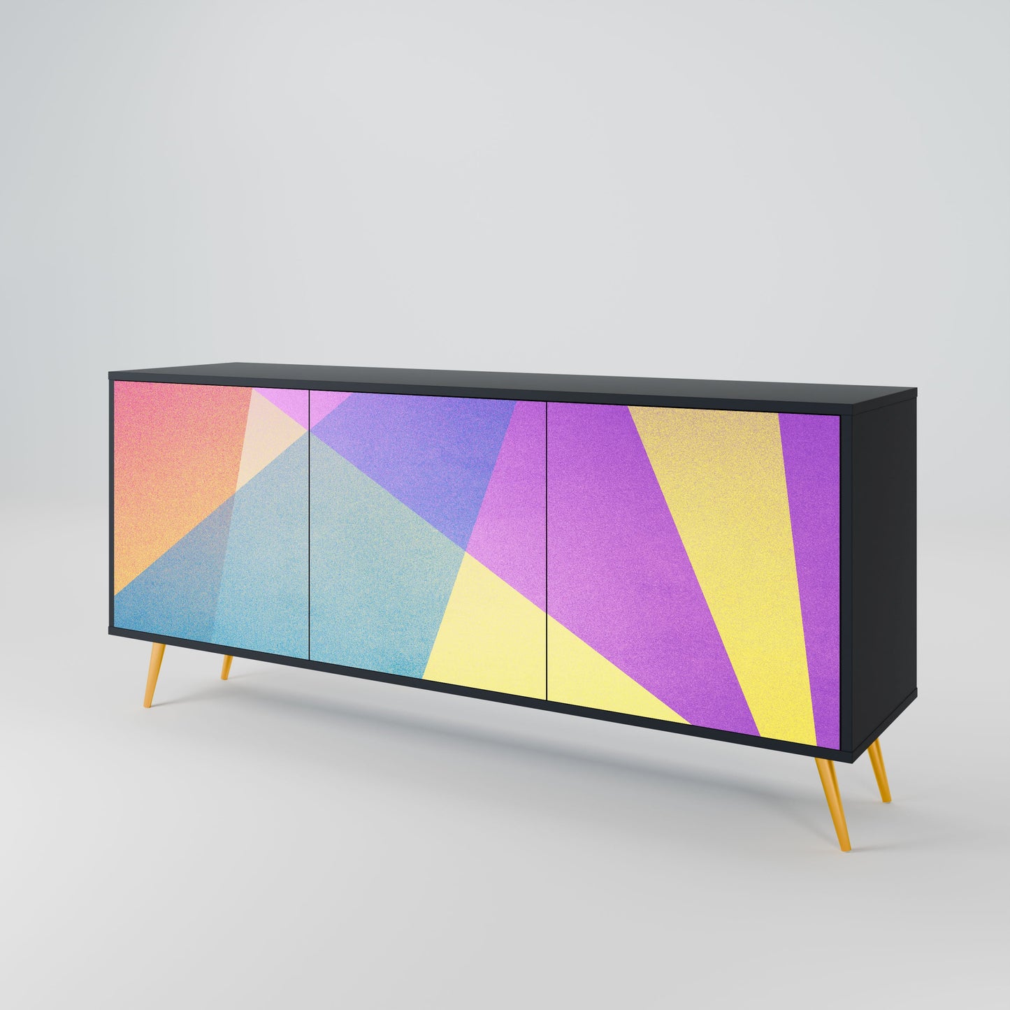 Credenza a 3 ante BRIGHT GEOMETRY in finitura nera