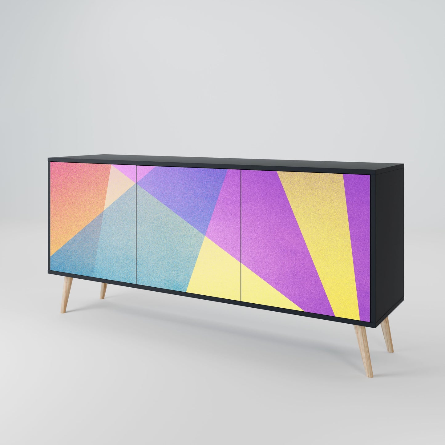 Credenza a 3 ante BRIGHT GEOMETRY in finitura nera