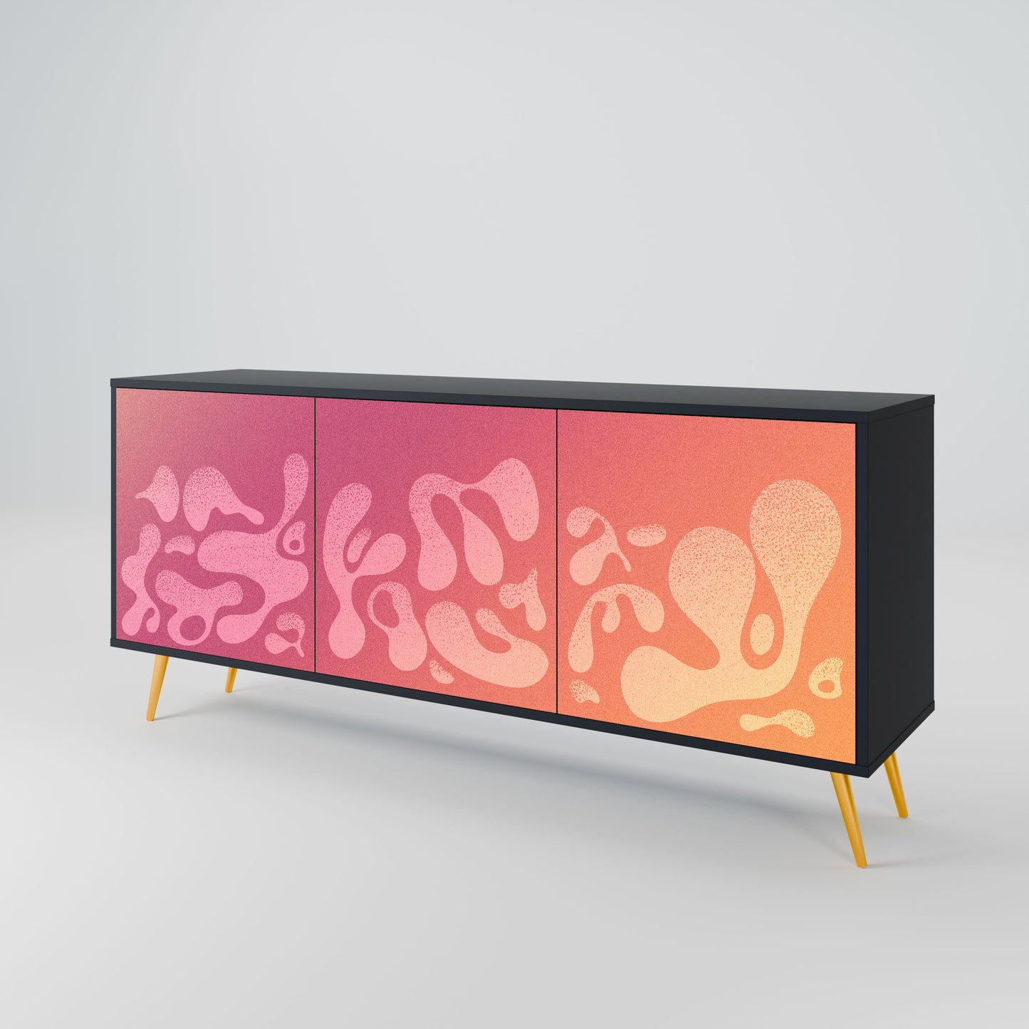 Credenza IRREGULAR PINK a 3 ante in finitura nera