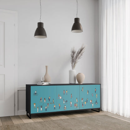 Credenza COLLECTIVE STREAM a 3 ante in finitura nera