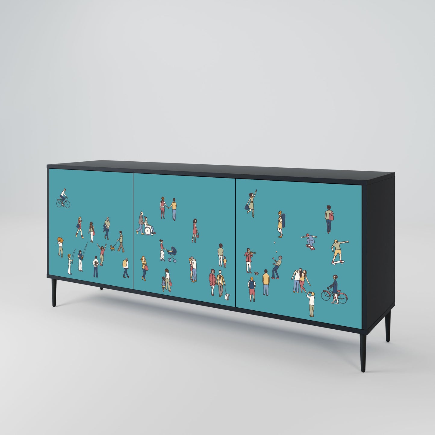 Credenza COLLECTIVE STREAM a 3 ante in finitura nera