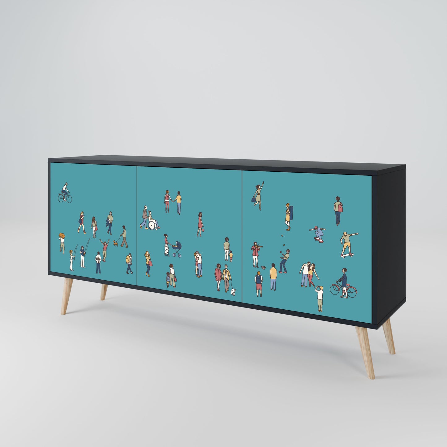 Credenza COLLECTIVE STREAM a 3 ante in finitura nera