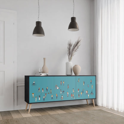 Credenza COLLECTIVE STREAM a 3 ante in finitura nera