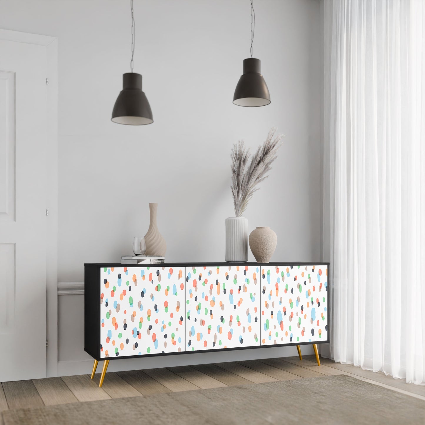 Credenza ENERGETIC SPOT a 3 ante in finitura nera