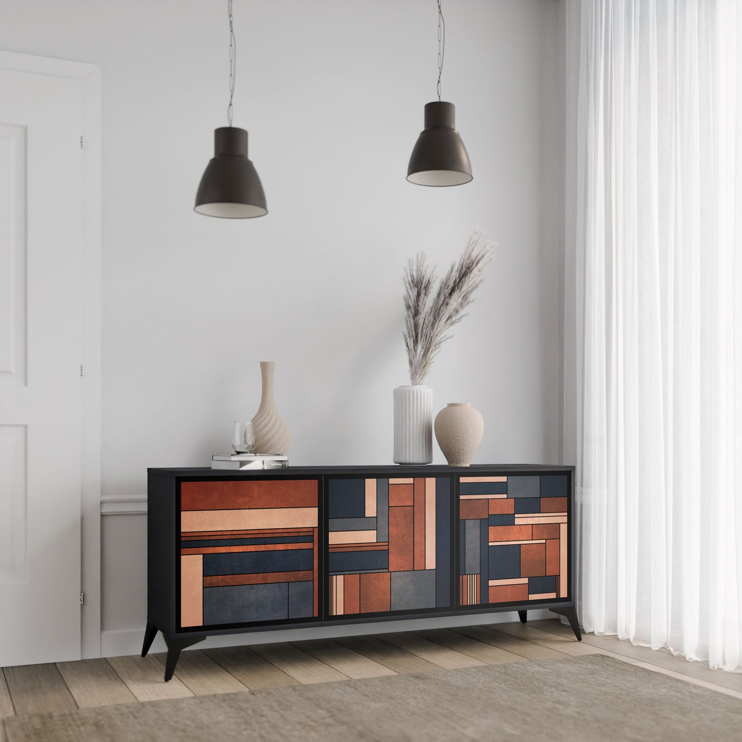 Credenza INTREPID FORMATION a 3 ante in finitura nera