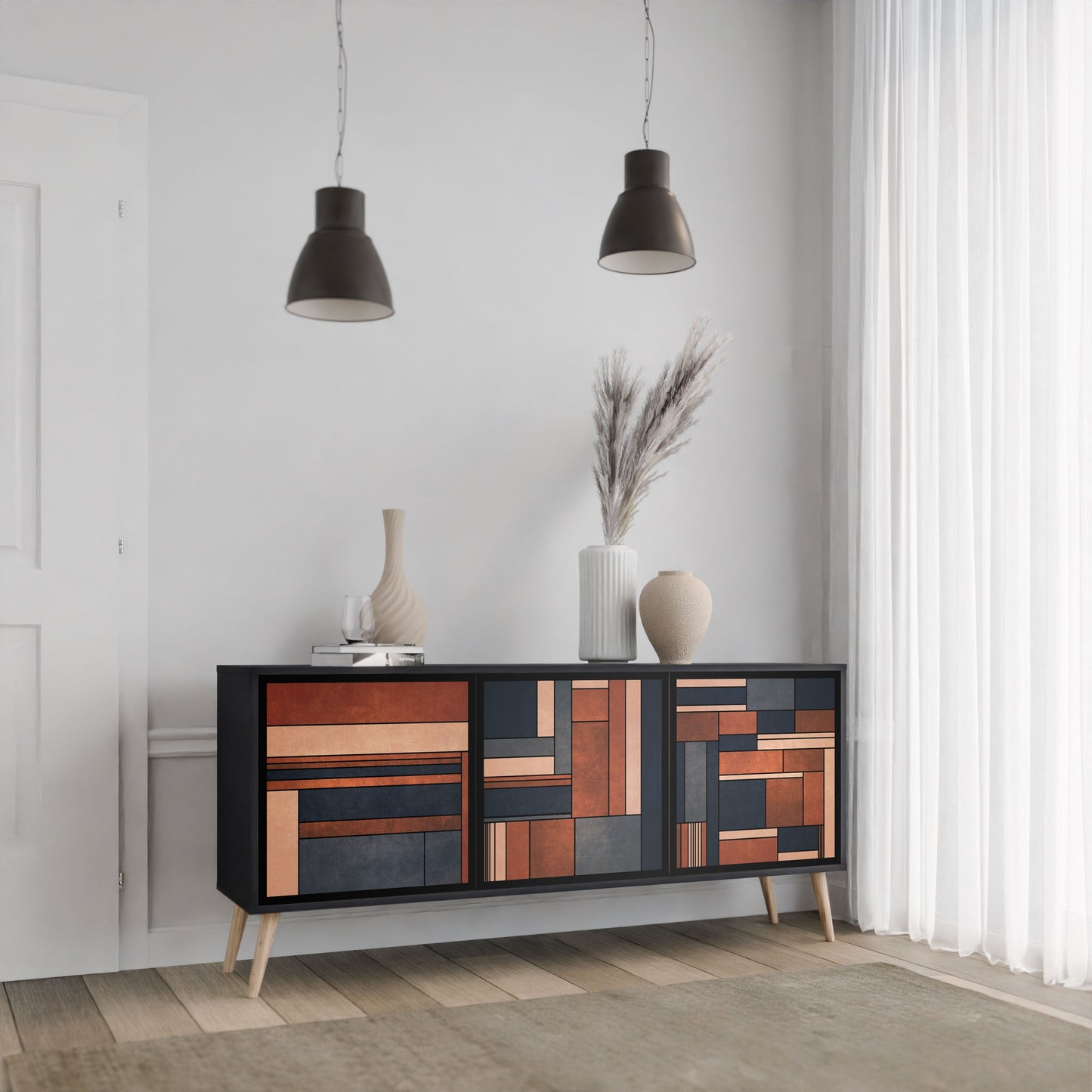 Credenza INTREPID FORMATION a 3 ante in finitura nera