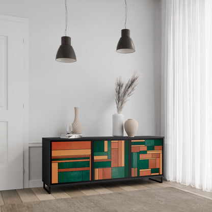 Credenza EARTHY FIGURES a 3 ante in finitura nera