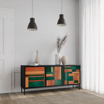 Credenza EARTHY FIGURES a 3 ante in finitura nera