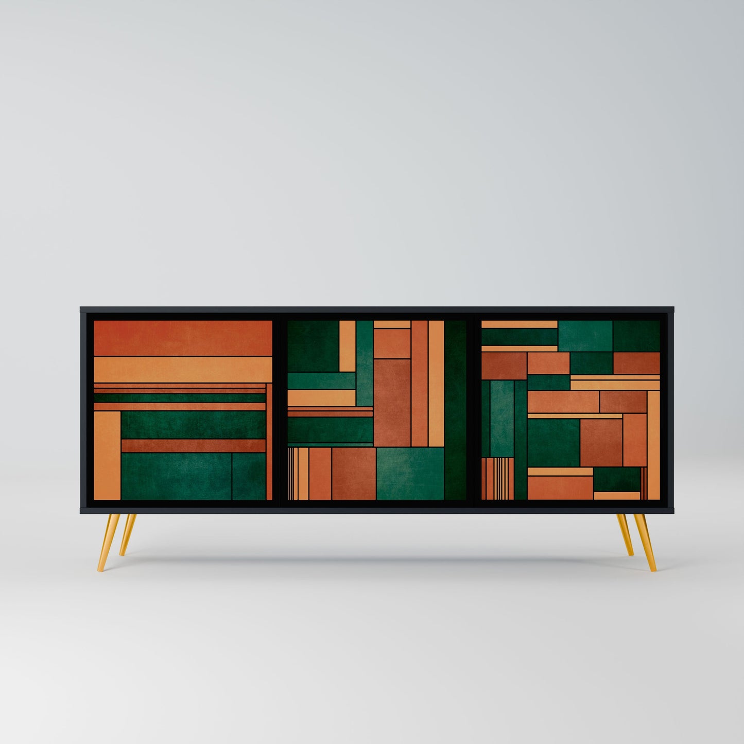 Credenza EARTHY FIGURES a 3 ante in finitura nera