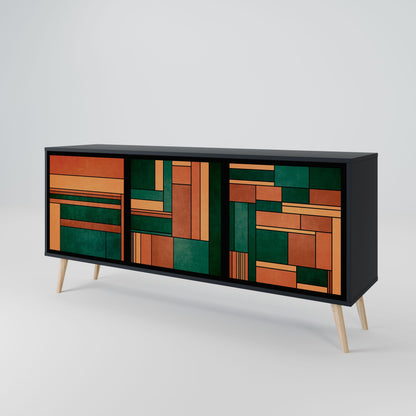 Credenza EARTHY FIGURES a 3 ante in finitura nera