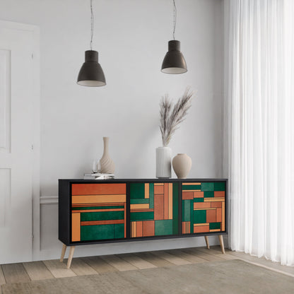 Credenza EARTHY FIGURES a 3 ante in finitura nera