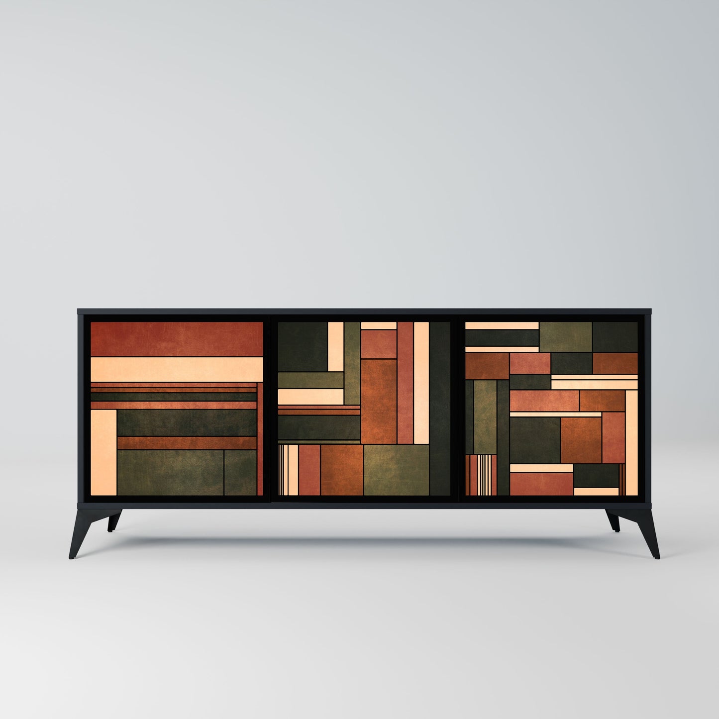 FIGURES OF NATURE Credenza a 3 ante in finitura nera