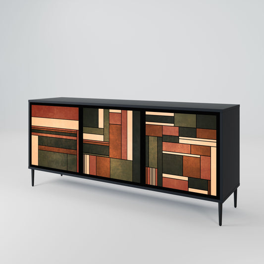 FIGURES OF NATURE Credenza a 3 ante in finitura nera