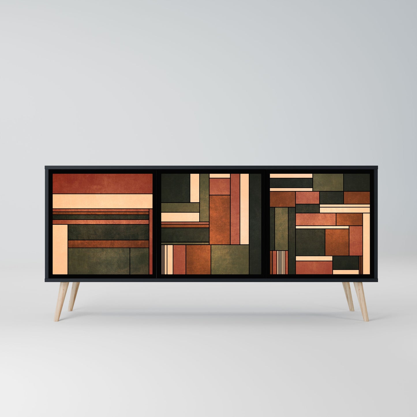 FIGURES OF NATURE Credenza a 3 ante in finitura nera