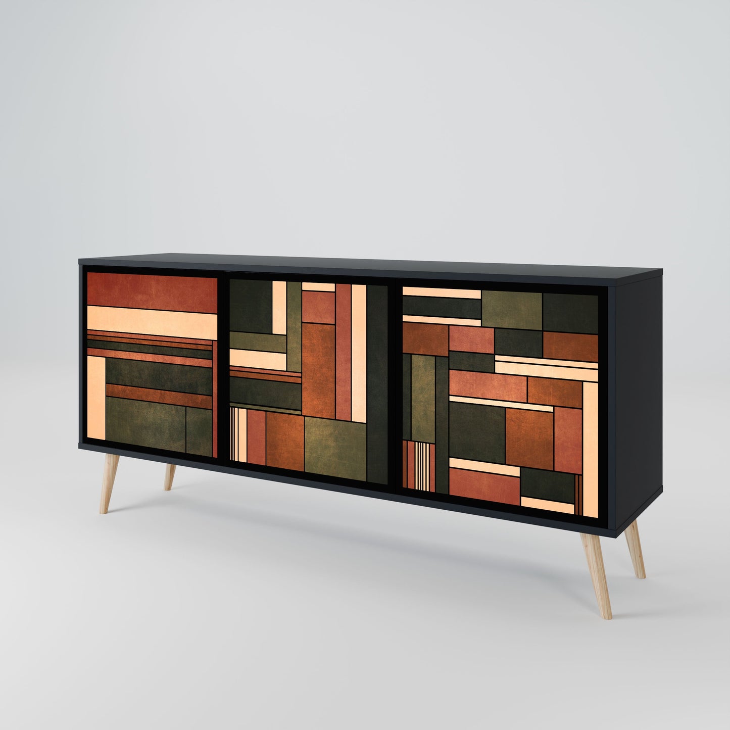 FIGURES OF NATURE Credenza a 3 ante in finitura nera