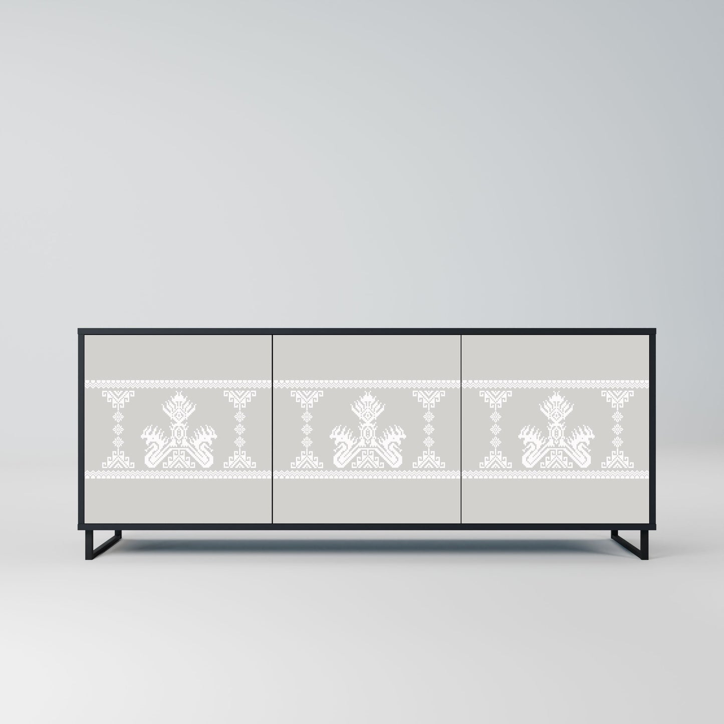 Credenza THAI GRAY a 3 ante in finitura nera