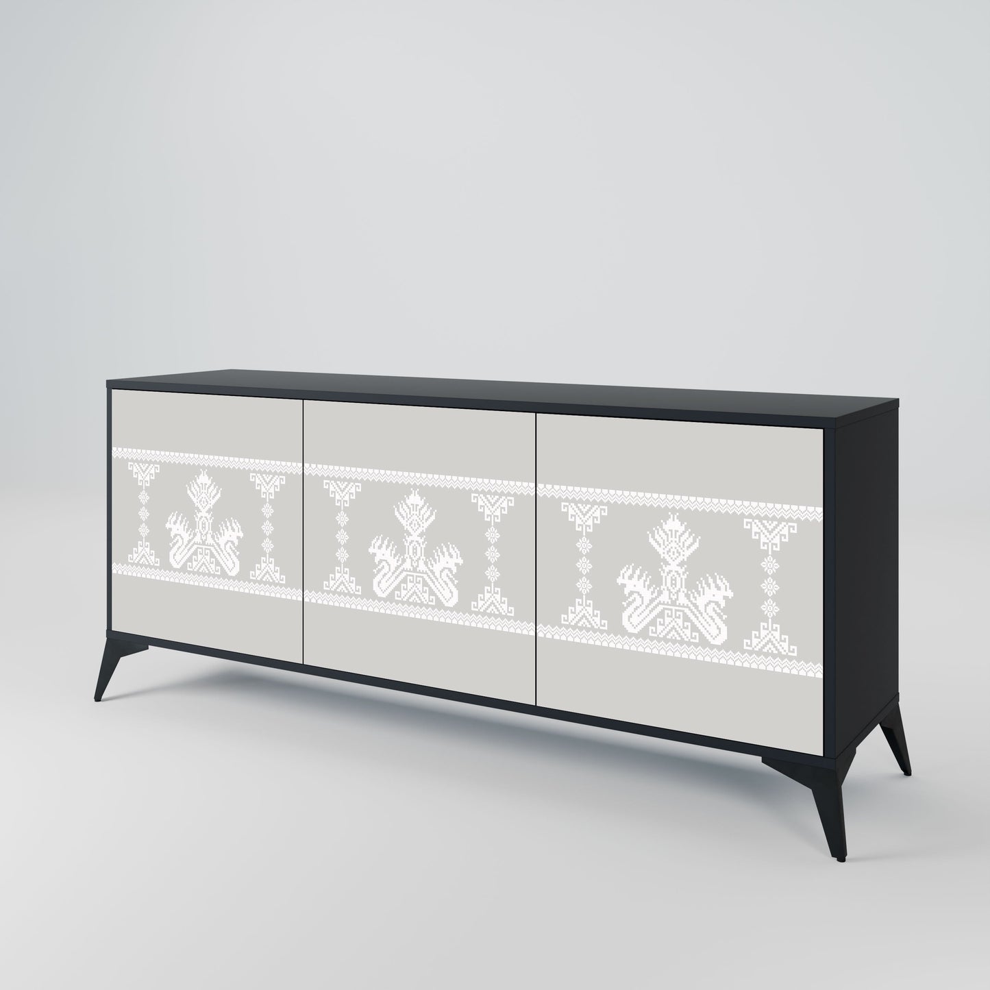 Credenza THAI GRAY a 3 ante in finitura nera