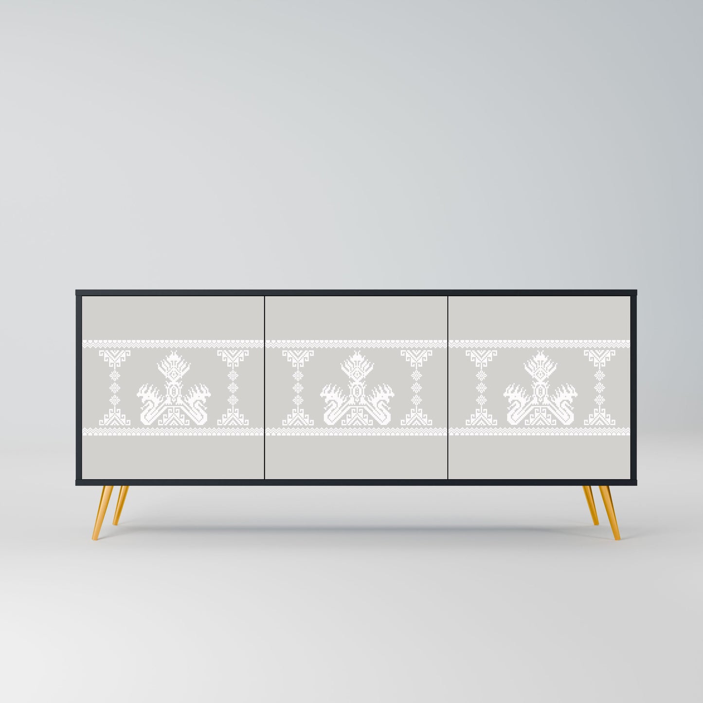 Credenza THAI GRAY a 3 ante in finitura nera