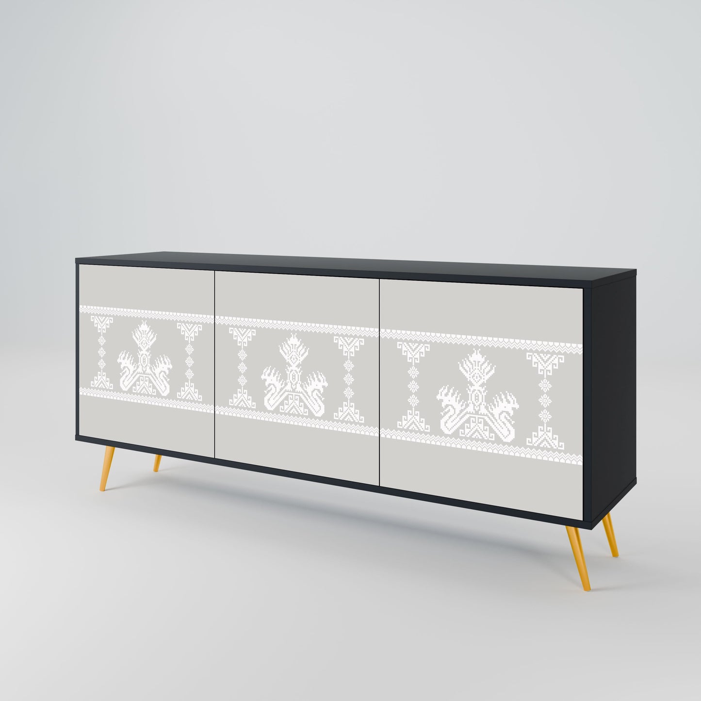 Credenza THAI GRAY a 3 ante in finitura nera