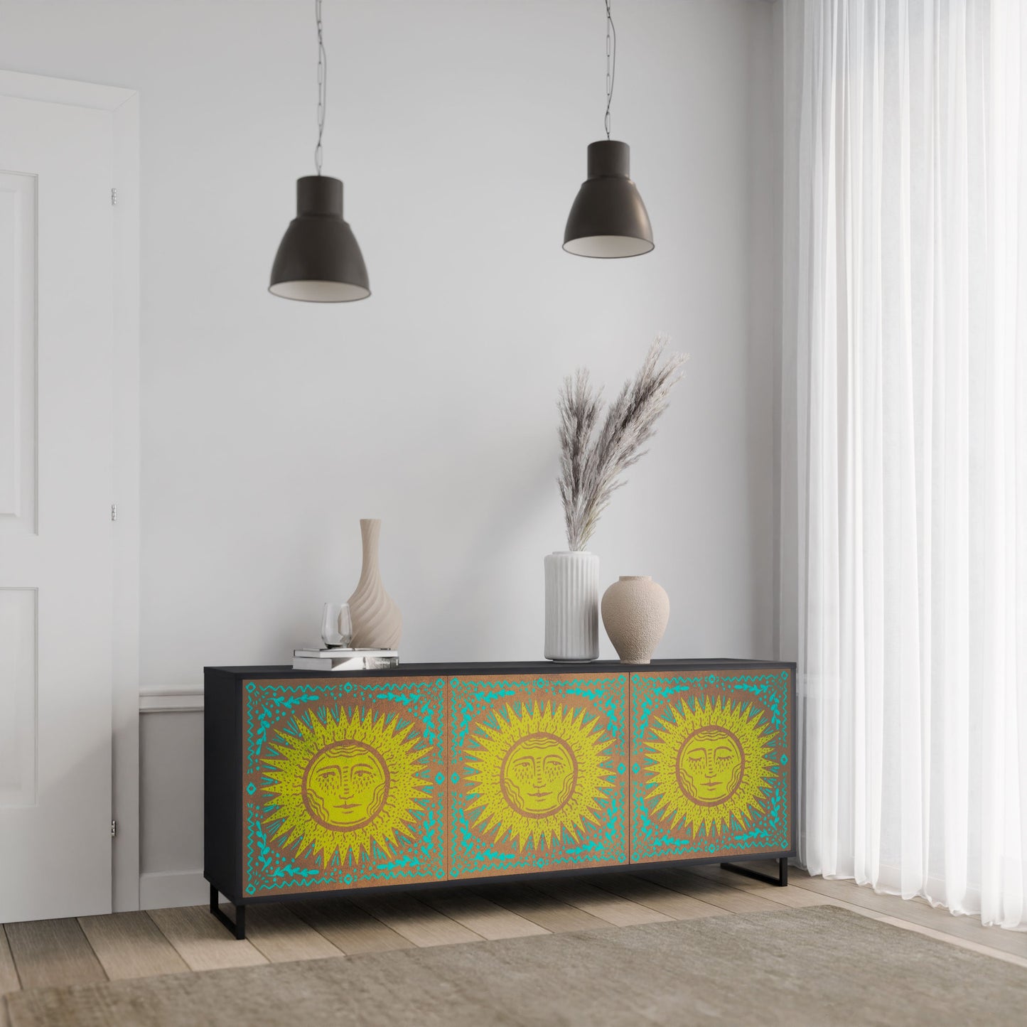 Credenza a 3 ante SUNSHINE EULOGY in finitura nera