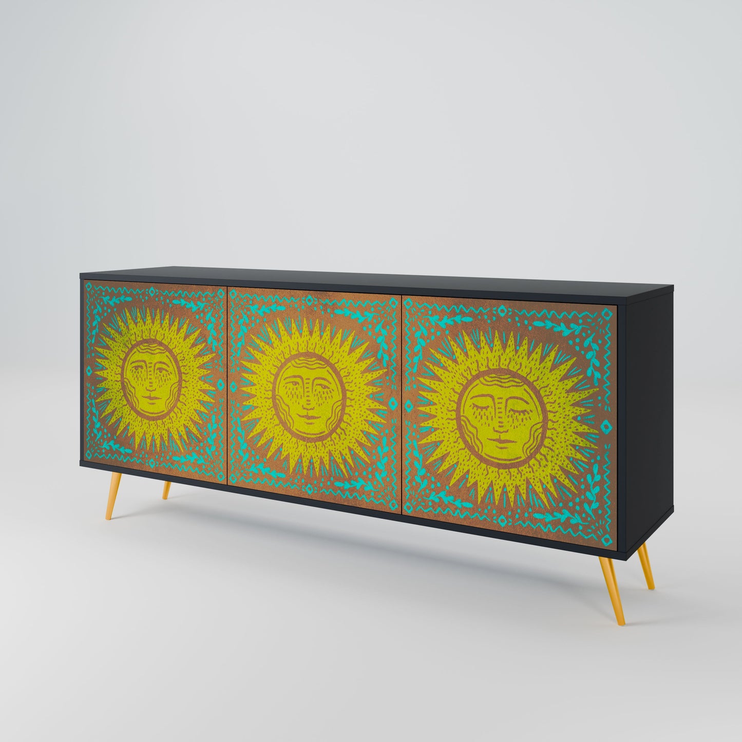 Credenza a 3 ante SUNSHINE EULOGY in finitura nera