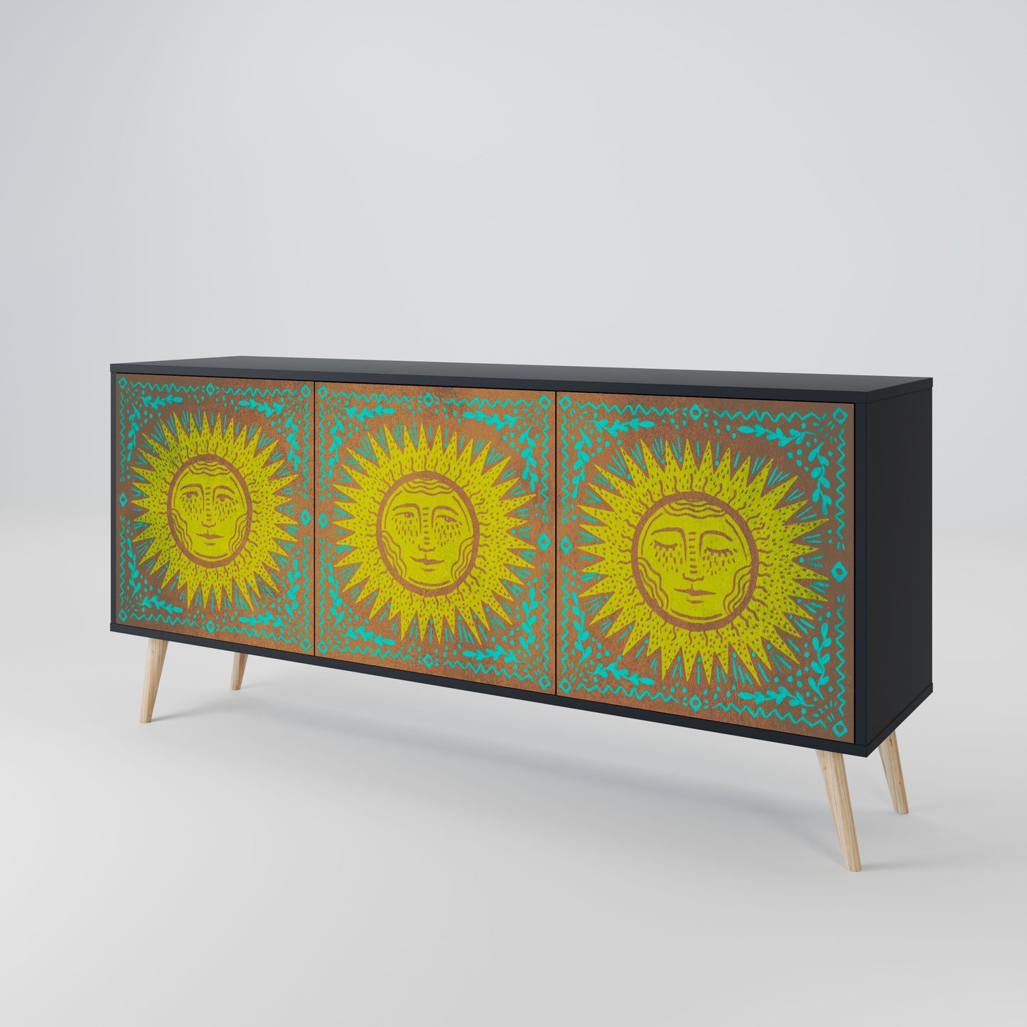 Credenza a 3 ante SUNSHINE EULOGY in finitura nera