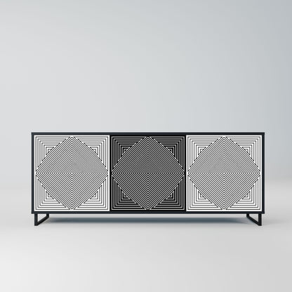 Credenza POLYGON ILLUSION a 3 ante in finitura nera