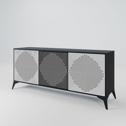 Credenza POLYGON ILLUSION a 3 ante in finitura nera