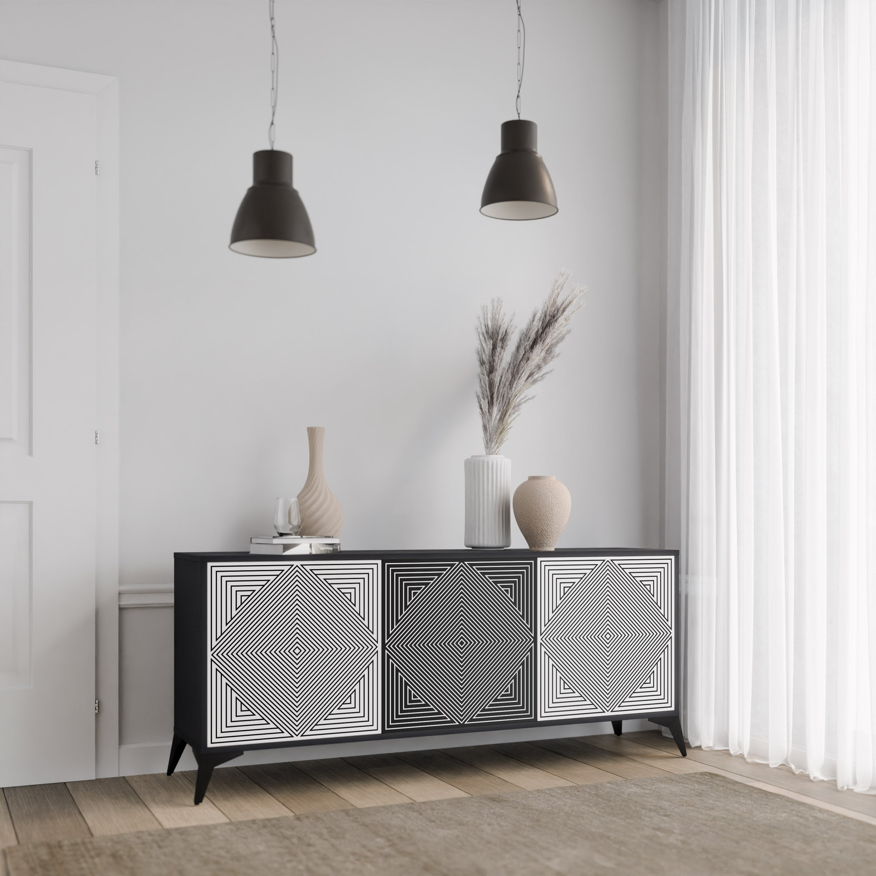 POLYGON ILLUSION 3-Door Sideboard