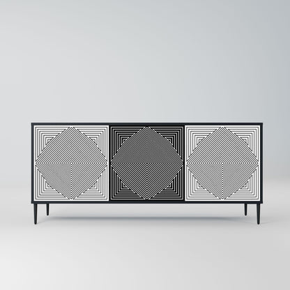 Credenza POLYGON ILLUSION a 3 ante in finitura nera