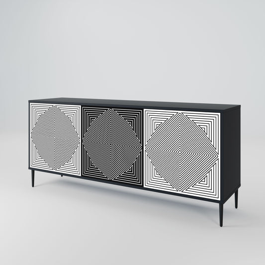 Credenza POLYGON ILLUSION a 3 ante in finitura nera