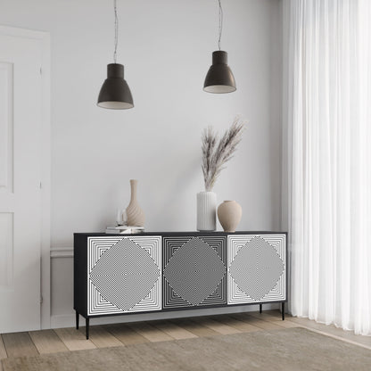 Credenza POLYGON ILLUSION a 3 ante in finitura nera