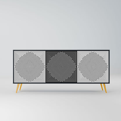 Credenza POLYGON ILLUSION a 3 ante in finitura nera