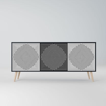 Credenza POLYGON ILLUSION a 3 ante in finitura nera