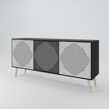 Credenza POLYGON ILLUSION a 3 ante in finitura nera